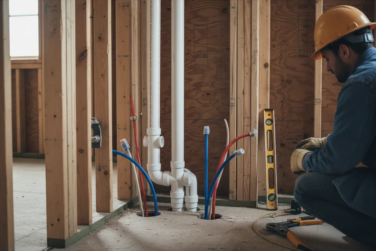 Drain and supply rough-in during Drain Cleaning in Pelham