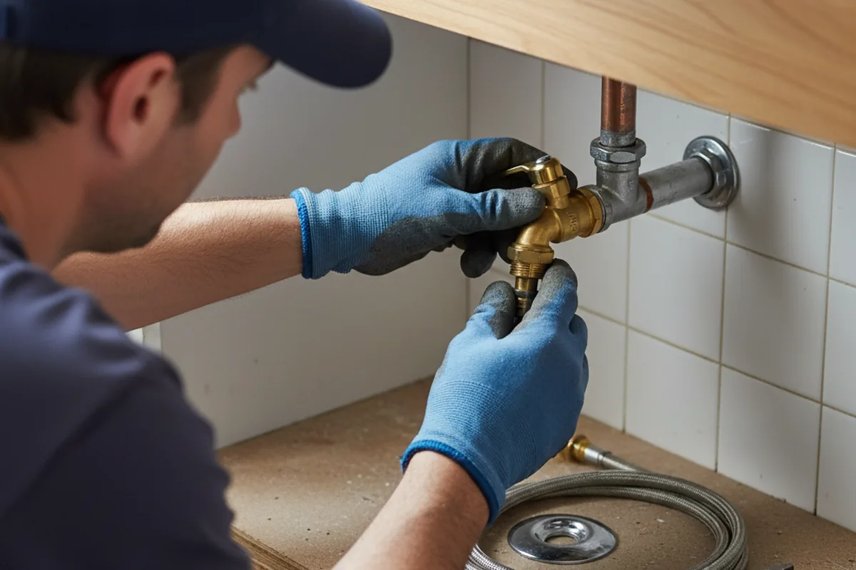 Shutoff valve and fitting work during Burst Pipe Repair in Pelham